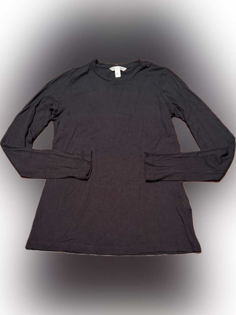 BANANA REPUBLIC WOOL BLEND CREW NECK T-SHIRT LONG SLEEVE S Black 49247